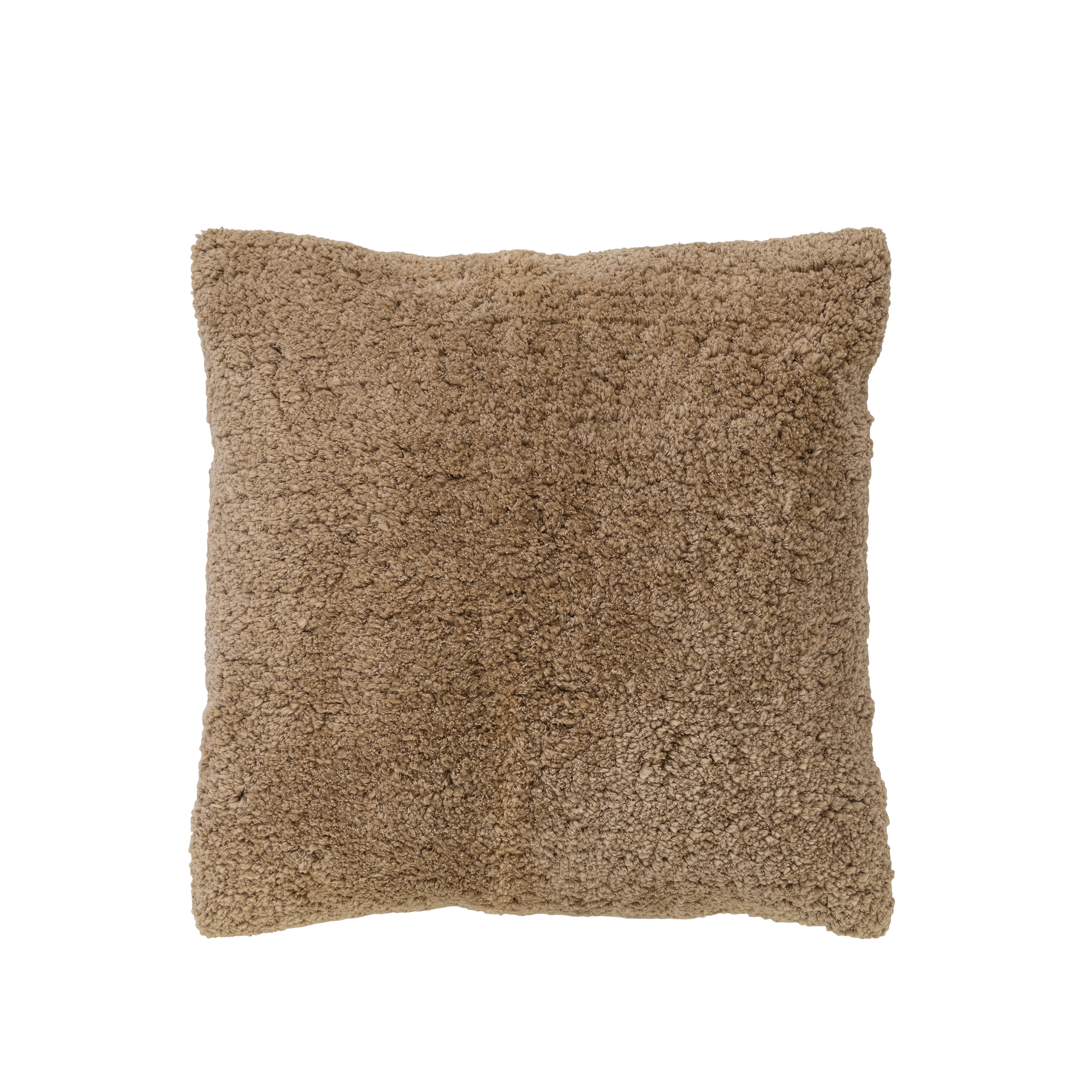 18 Inches Square Cotton Tufted Pillow with Chambray Back, Mustard and Natural - Image 0