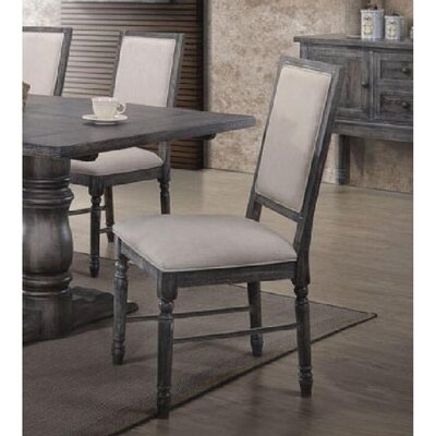 Transitional Style Dining Chair ,Side Chair (Set-2) In Cream Linen & Weathered Gray - Image 0