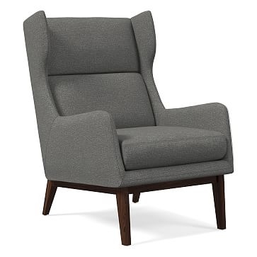Ryder Chair, Poly, Performance Coastal Linen, White, Dark Walnut - Image 1
