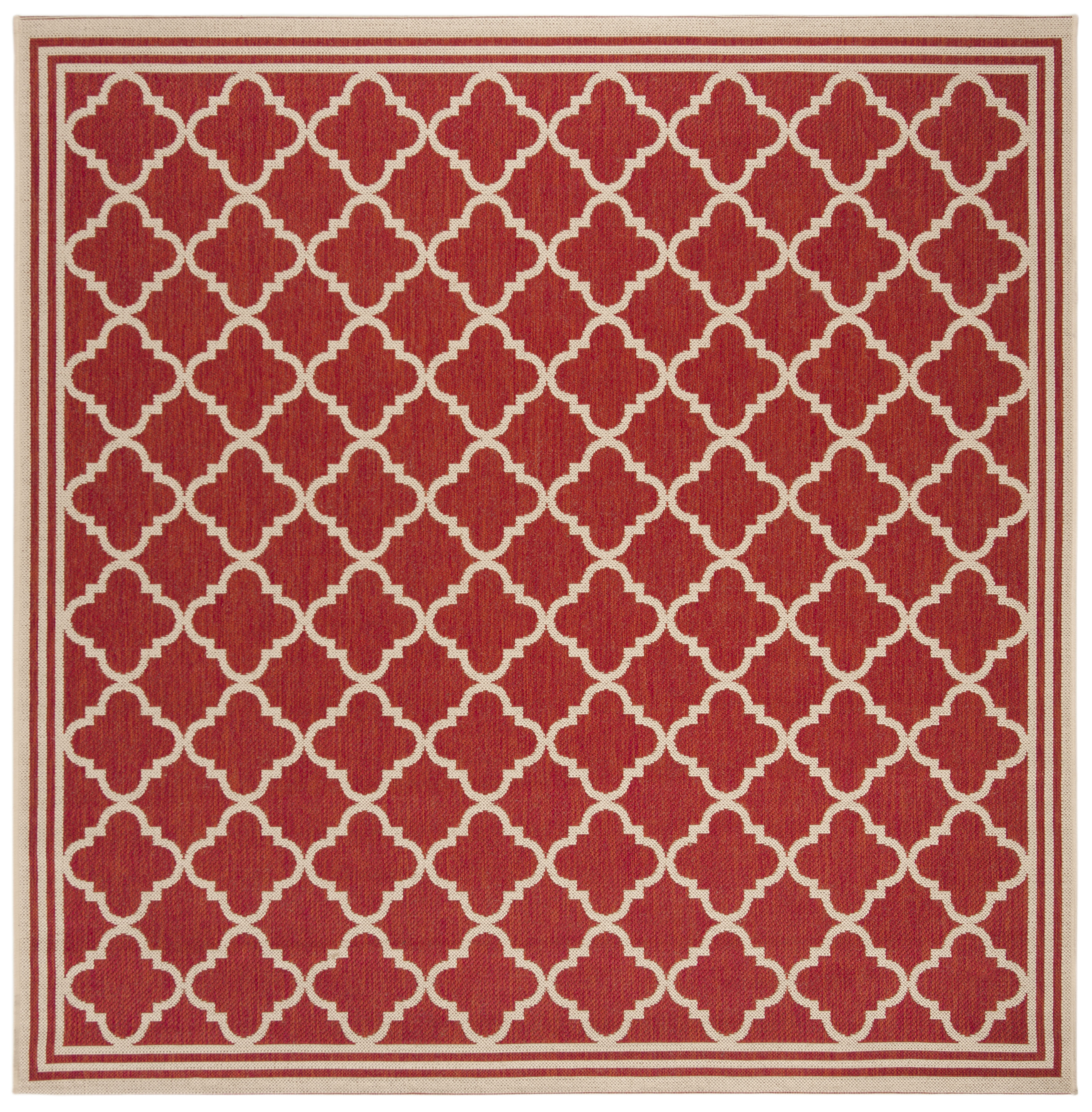 Arlo Home Indoor/Outdoor Woven Area Rug, LND121Q, Red/Cream,  6' 7" X 6' 7" Square - Image 0