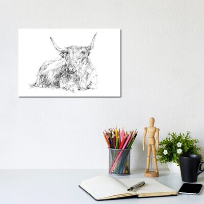 Highland Cattle Sketch I by Ethan Harper - Wrapped Canvas Drawing Print - Image 0