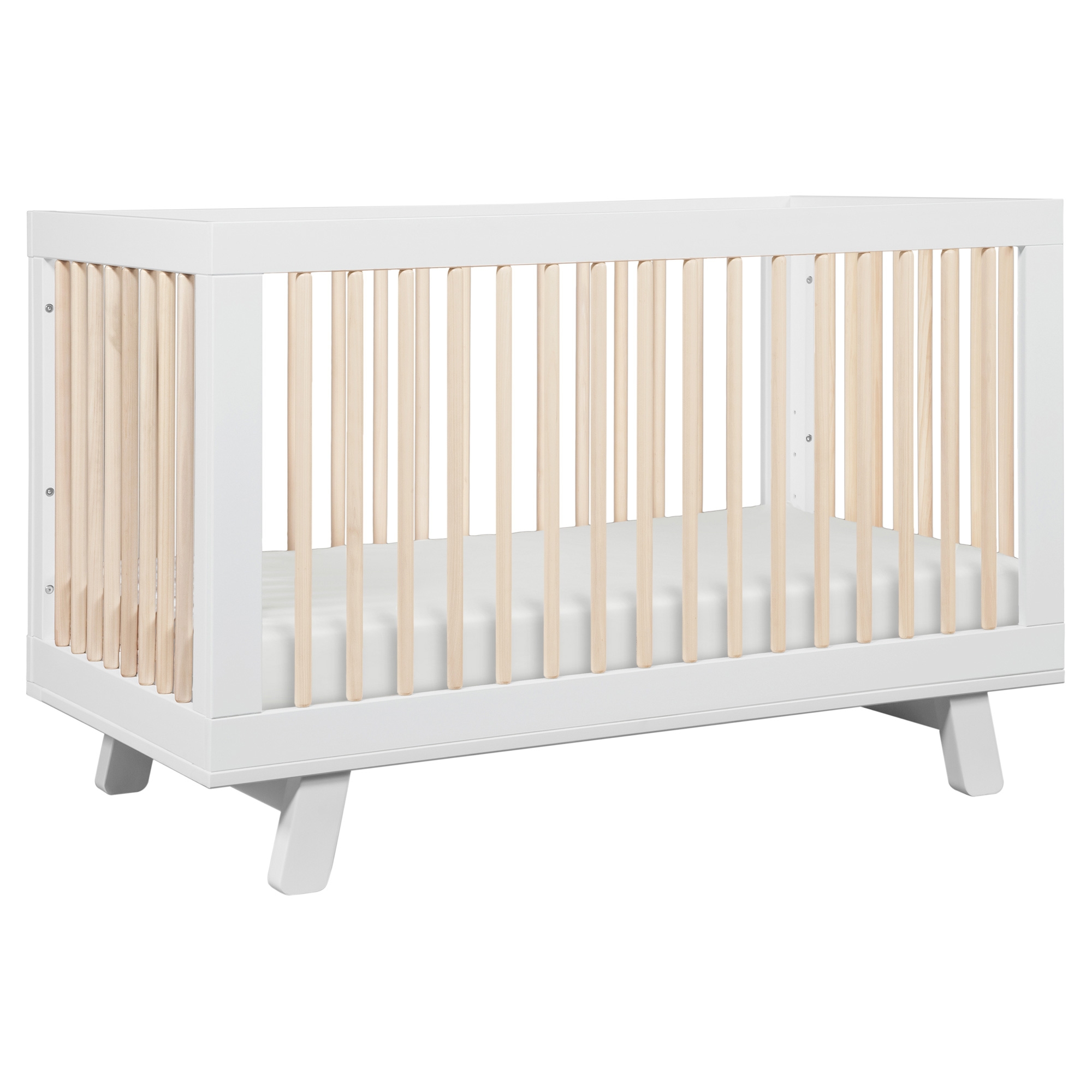 Babyletto Hudson Mid Century Modern White Washed Brown Convertible Crib - Image 0