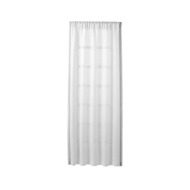 Bordered White Sheer Linen Curtain Panel 52"x84" - Image 0