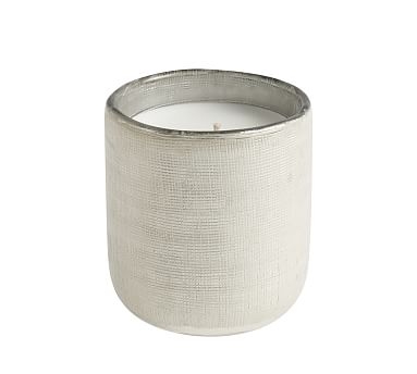 Linen Textured Mercury Glass Scented Candle, Silver, Small, Tuscan Lily - Image 0