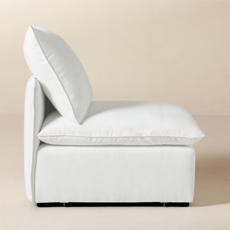 Lumis Snow White Performance Fabric Standard Depth Armless Chair - Image 5