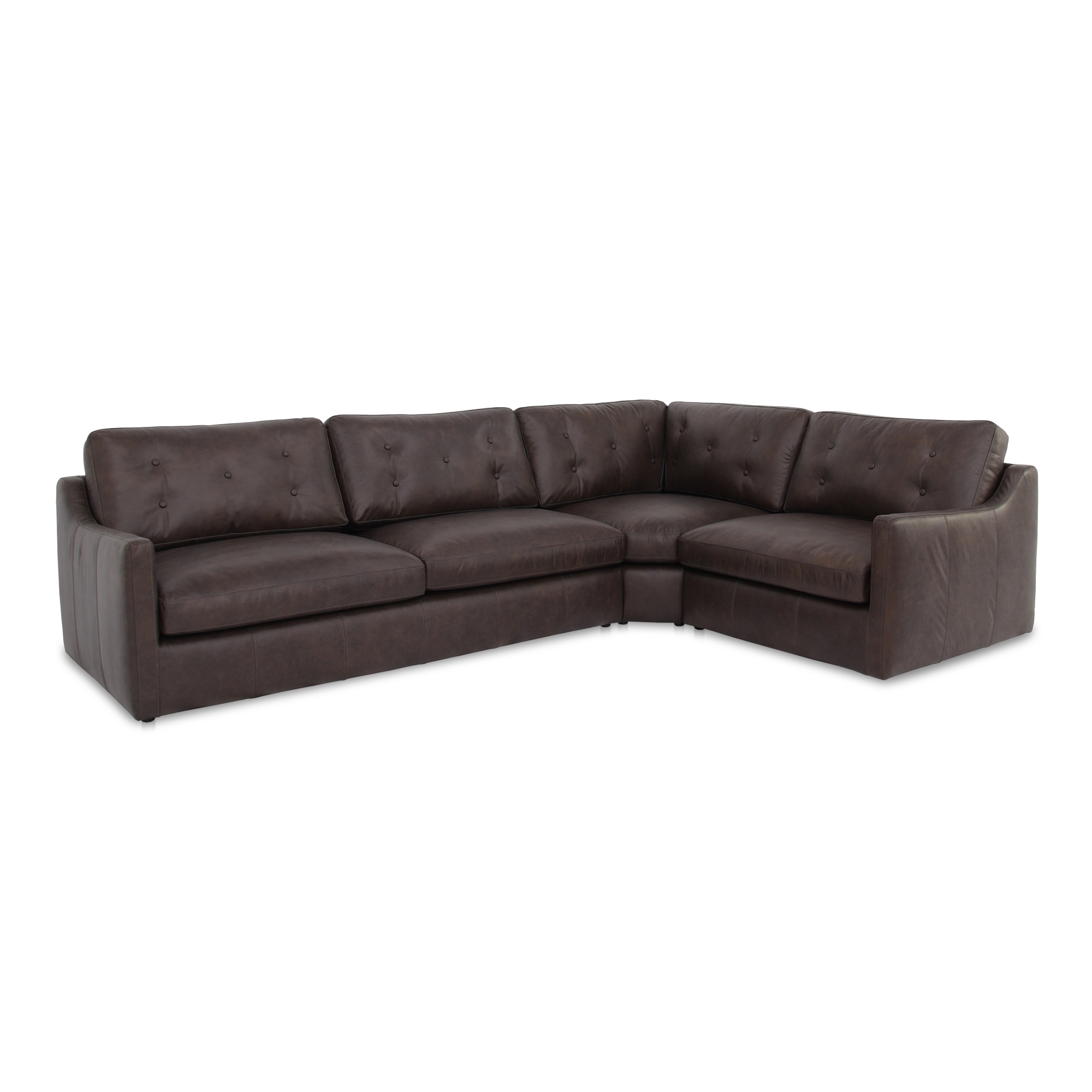Thurlow 3 Piece Right Modular Sectional Espresso Brown Leather - Image 1