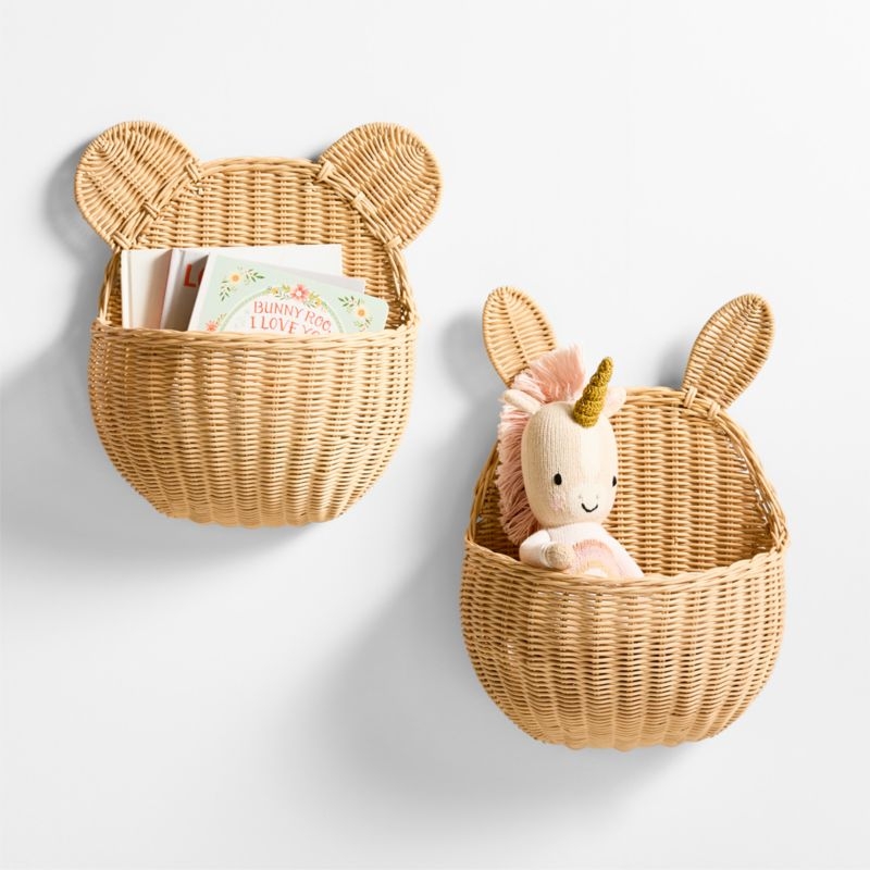 Wicker Bunny Kids Wall Basket - Image 2