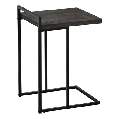 SIDE TABLE / C TABLE - THICK-PANEL TOP / WIDE / RECTANGULAR - 25"H - BROWN RECLAIMED WOOD-LOOK / BLACK METAL - Image 0