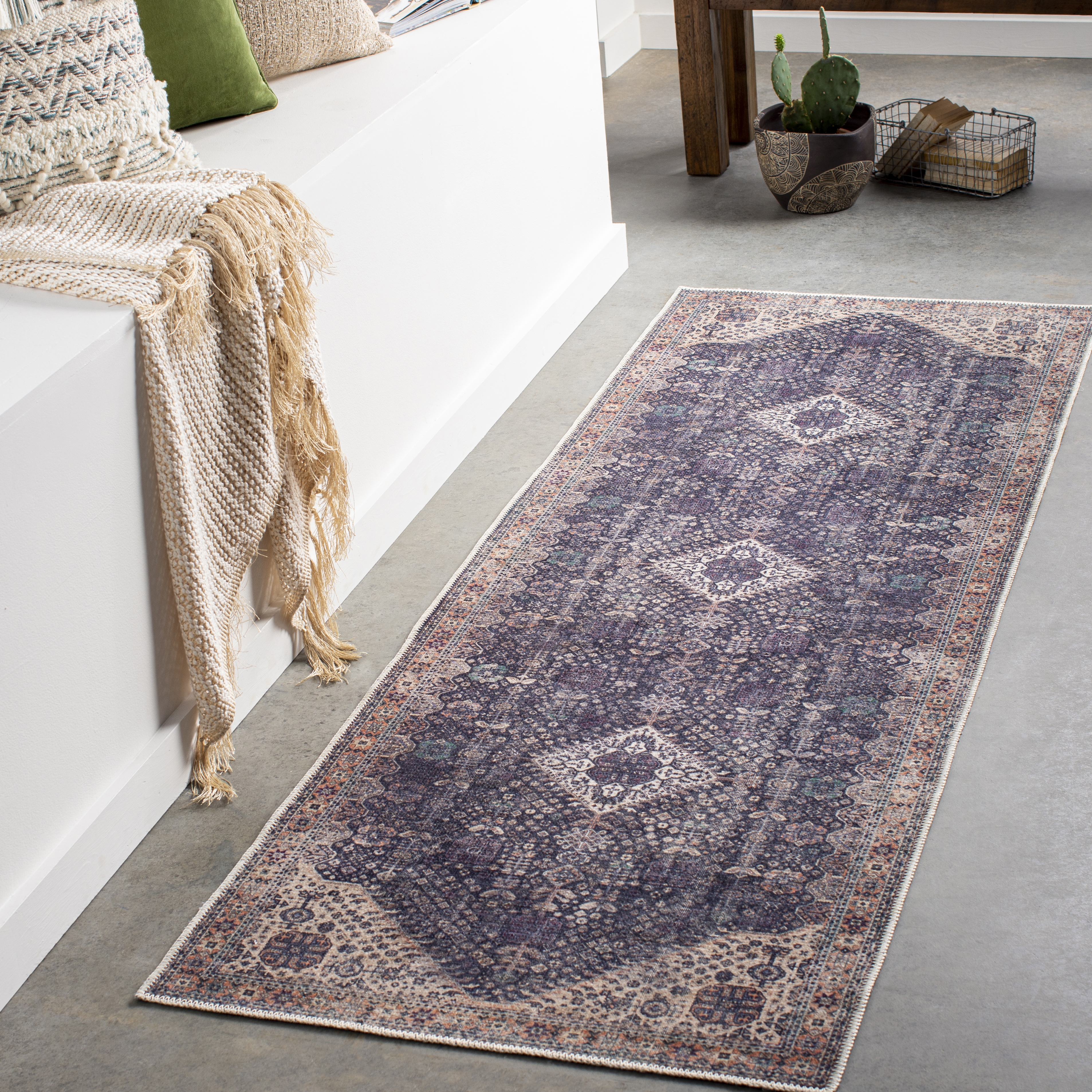 Amelie Green Indoor 2'7" x 7'10" Machine Woven Rug - Image 1