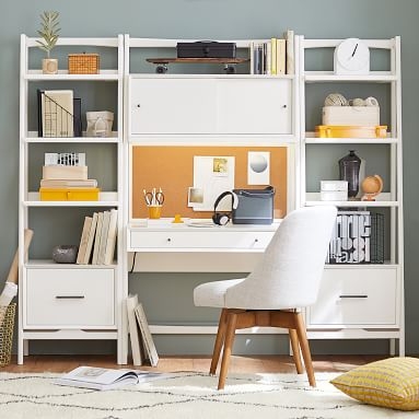 west elm x pbt Mid-Century Smart Wall Desk & Bookshelf Set, White - Image 2