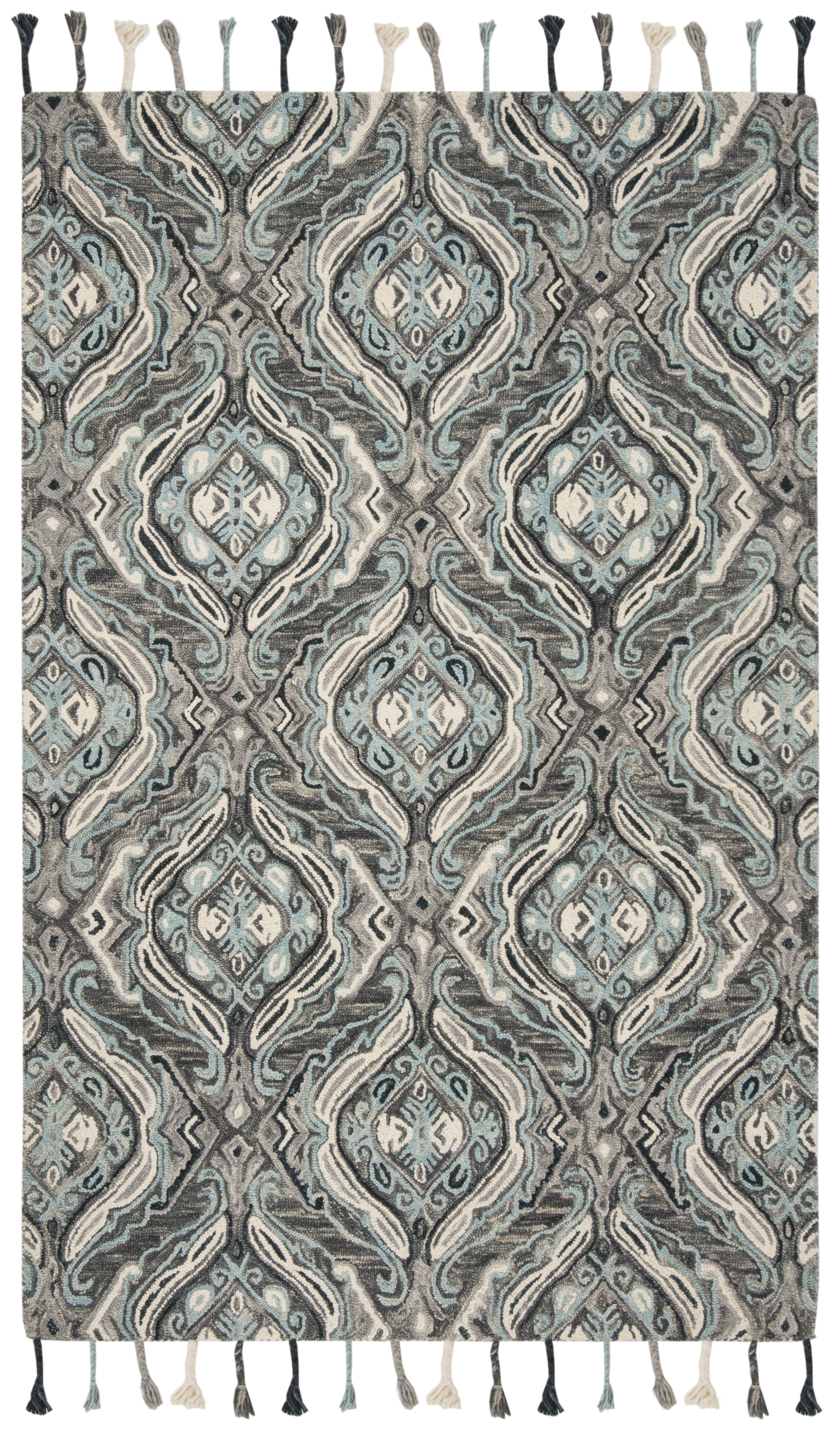 Arlo Home Hand Hooked Area Rug, SZN206A, Grey/Light Blue,  5' X 8' - Image 0