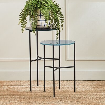 Kenzie Glass Top 3 Legs End Table Set - Image 0