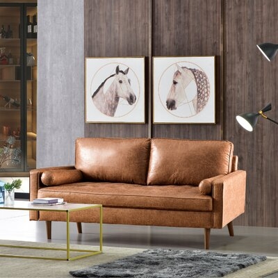69.68'' Wide Faux Leather Square Arm Sofa - Image 0