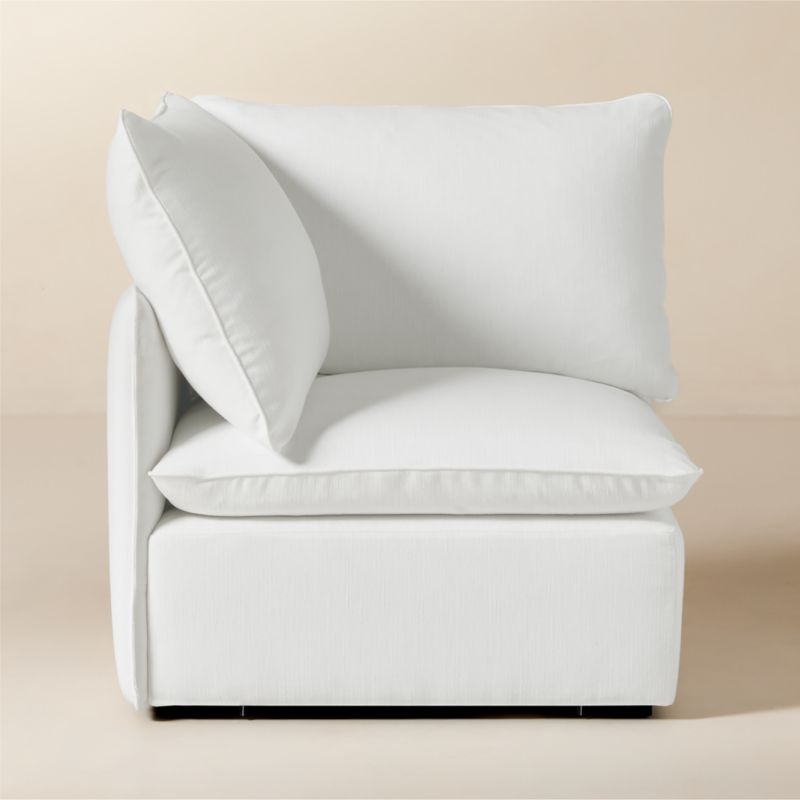 Lumis Snow White Performance Fabric Standard Depth Corner Chair - Image 1