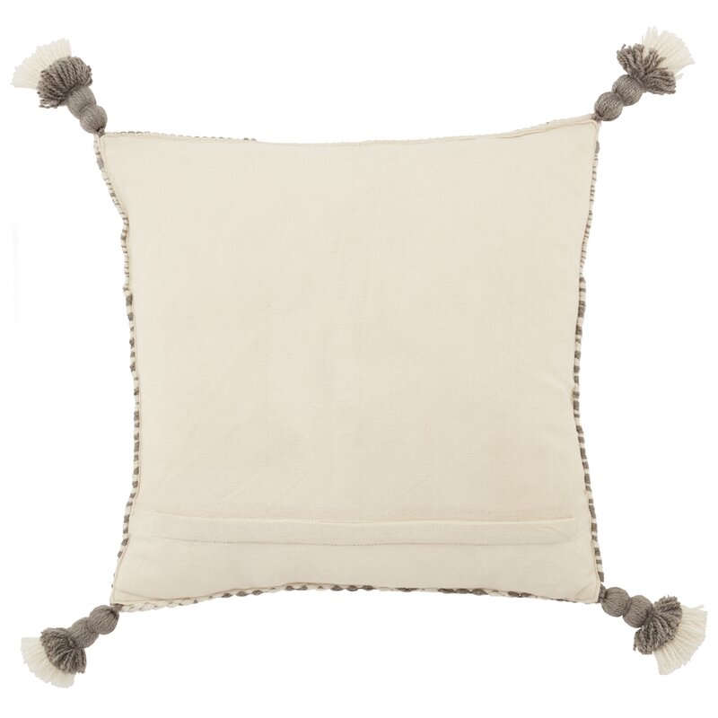 Fournier Outdoor Square Pillow Cover, Gray & Ivory, 18" x 18"  - Image 2
