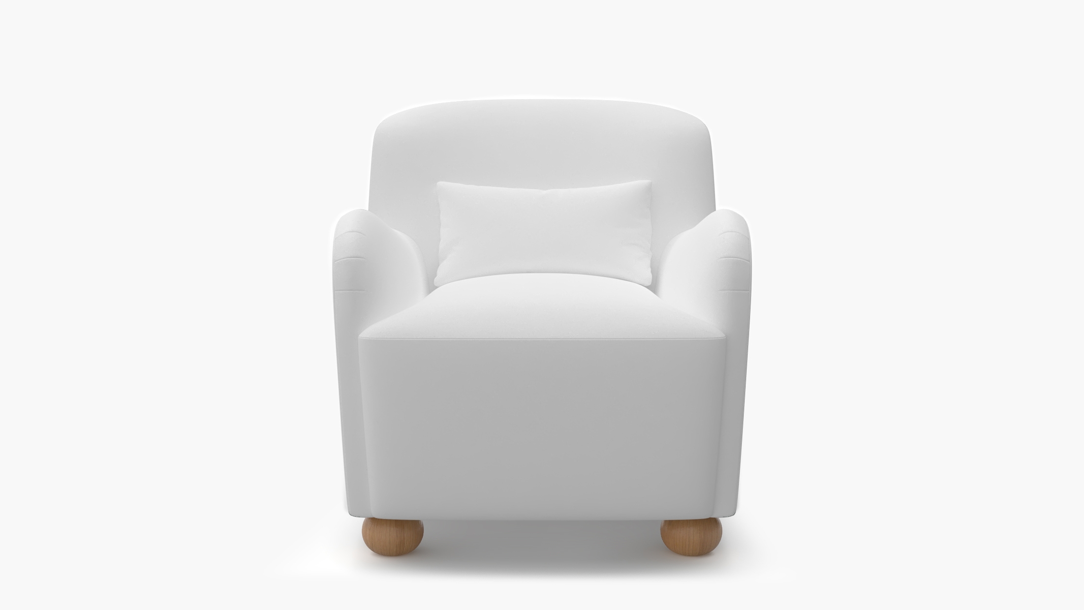 Club Chair, White Twill, Natural Bun Foot - Image 0