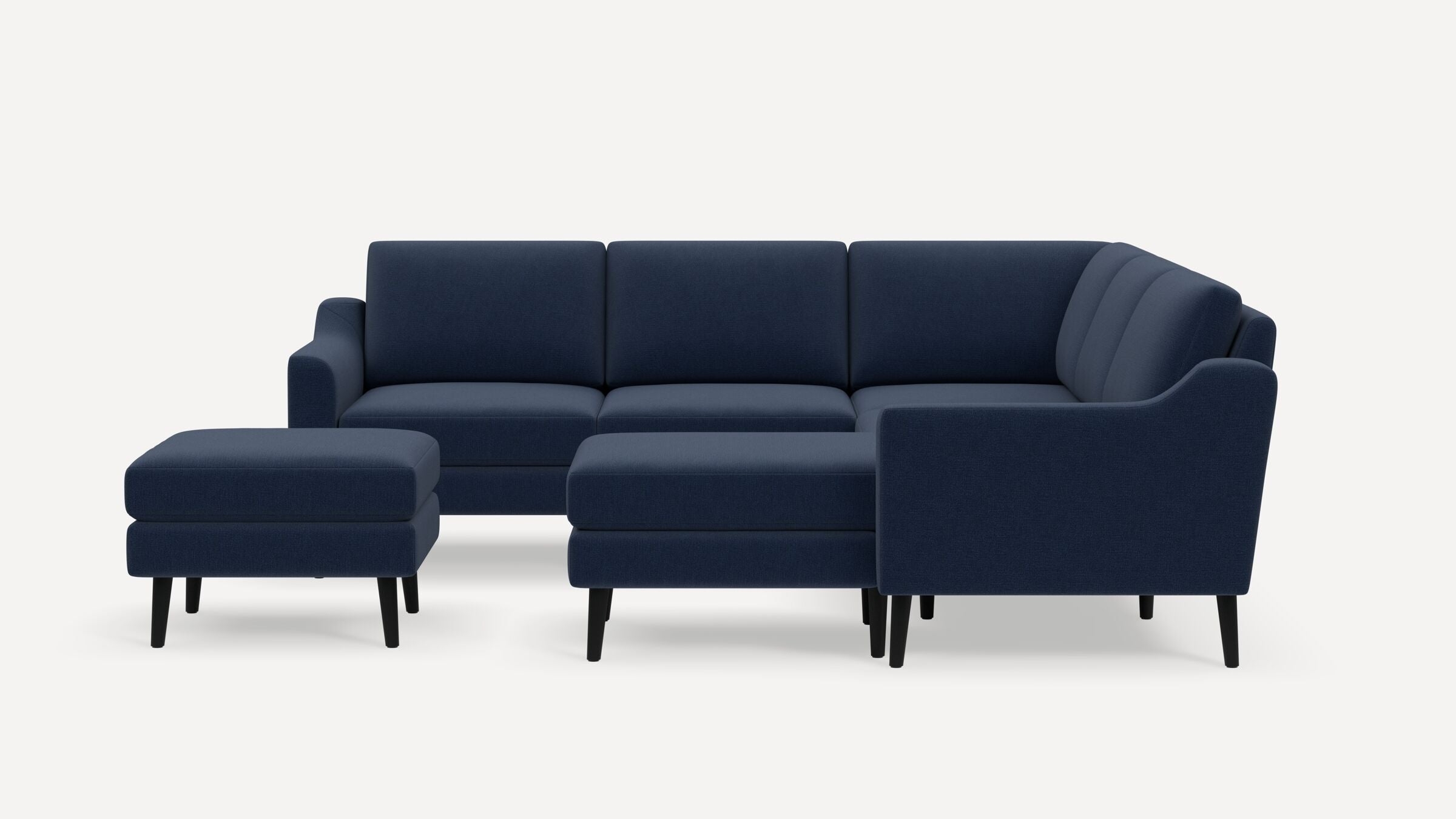 Nomad 5-Seat Corner Sectional with Chaise and Ottoman - Navy Blue - Performance Flatweave / Ebony - Wood / Slope - Image 0