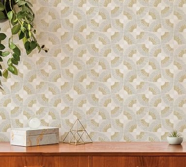 Grasscloth Canary Gold Fans Peel & Stick Removable Wallpaper, 27"W x 324"L - Image 2