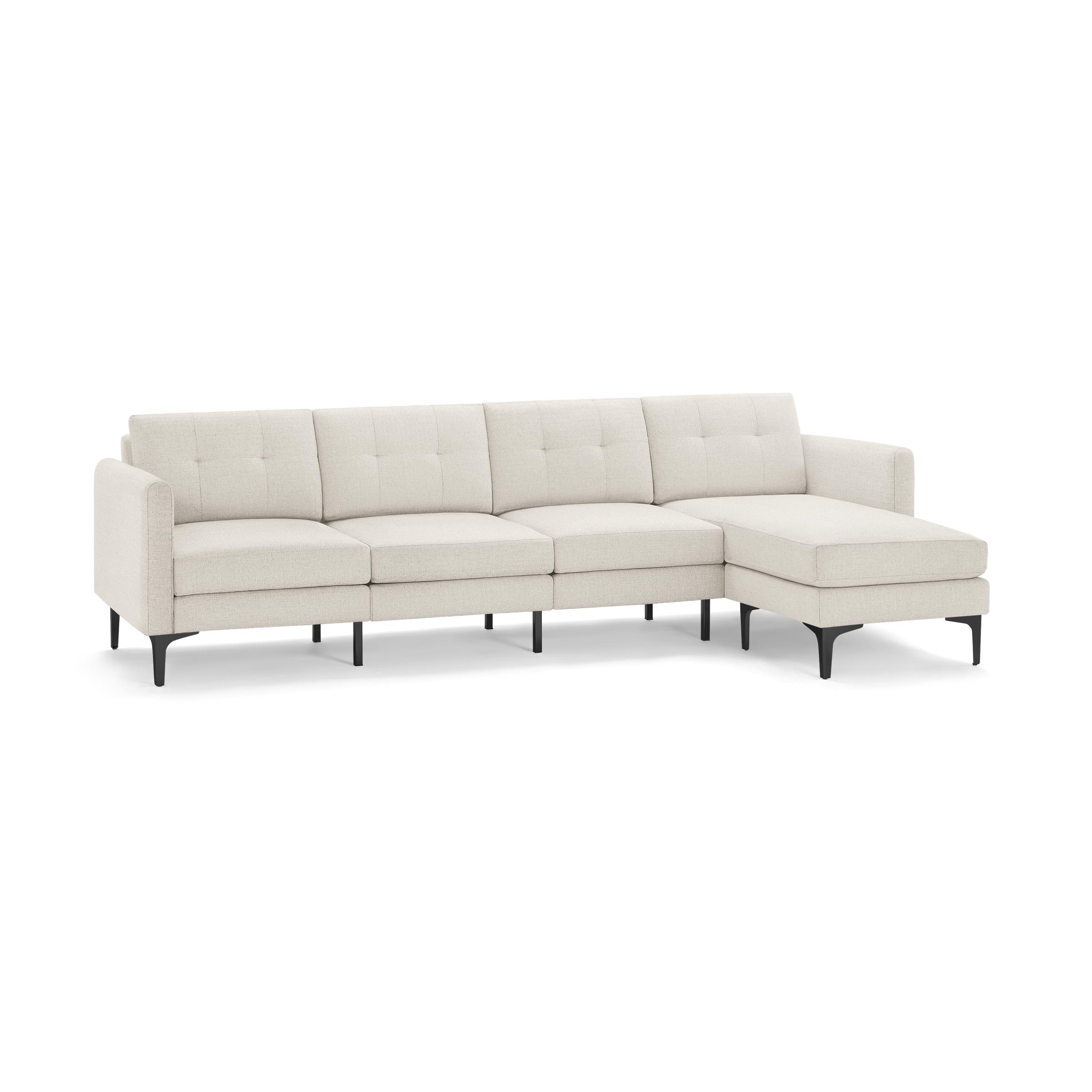 Nomad King Sectional in Ivory, Black Metal Legs - Image 1