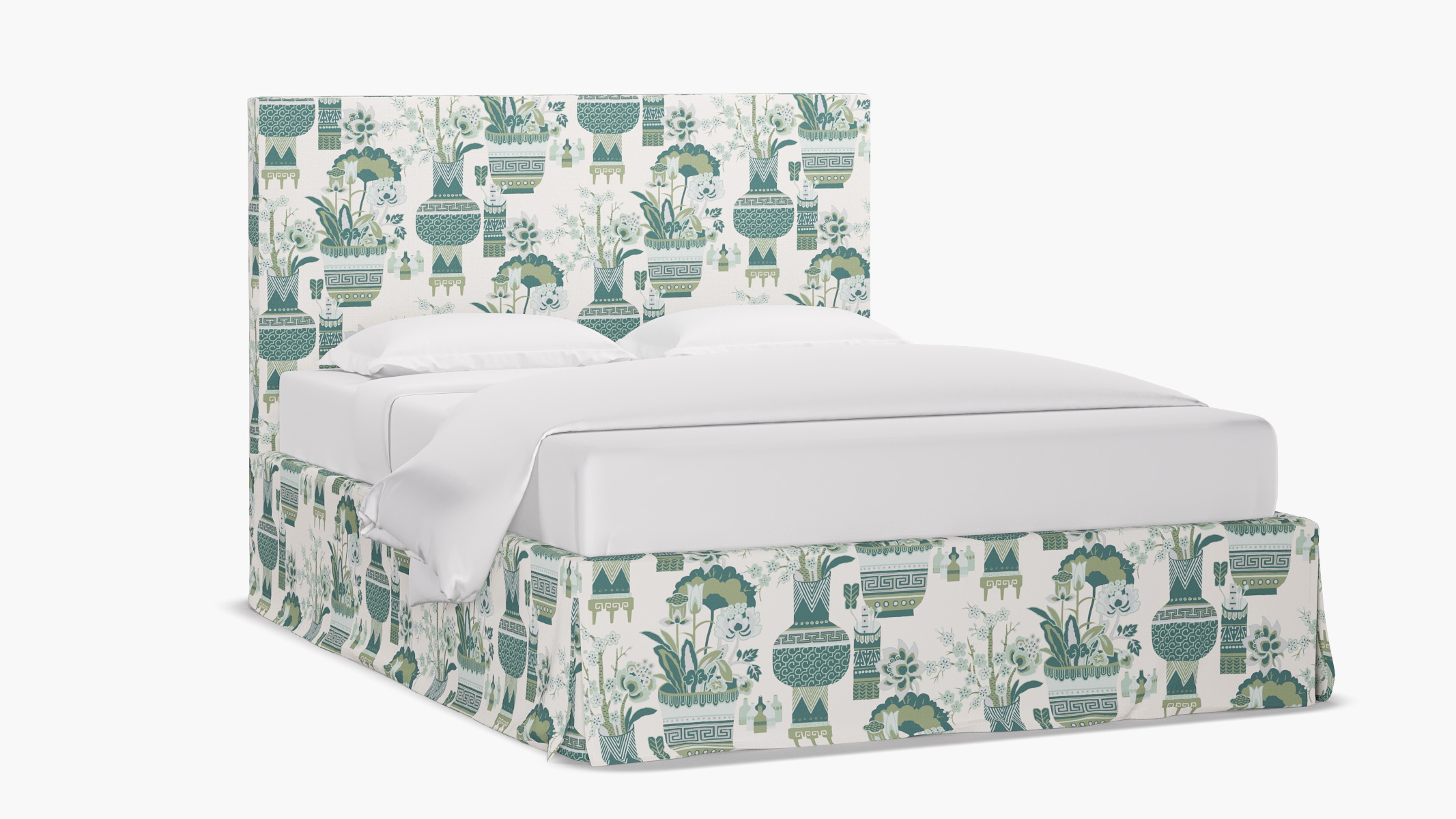 Slipcovered Bed, Pistachio Kan-Shie, Twin - Image 1