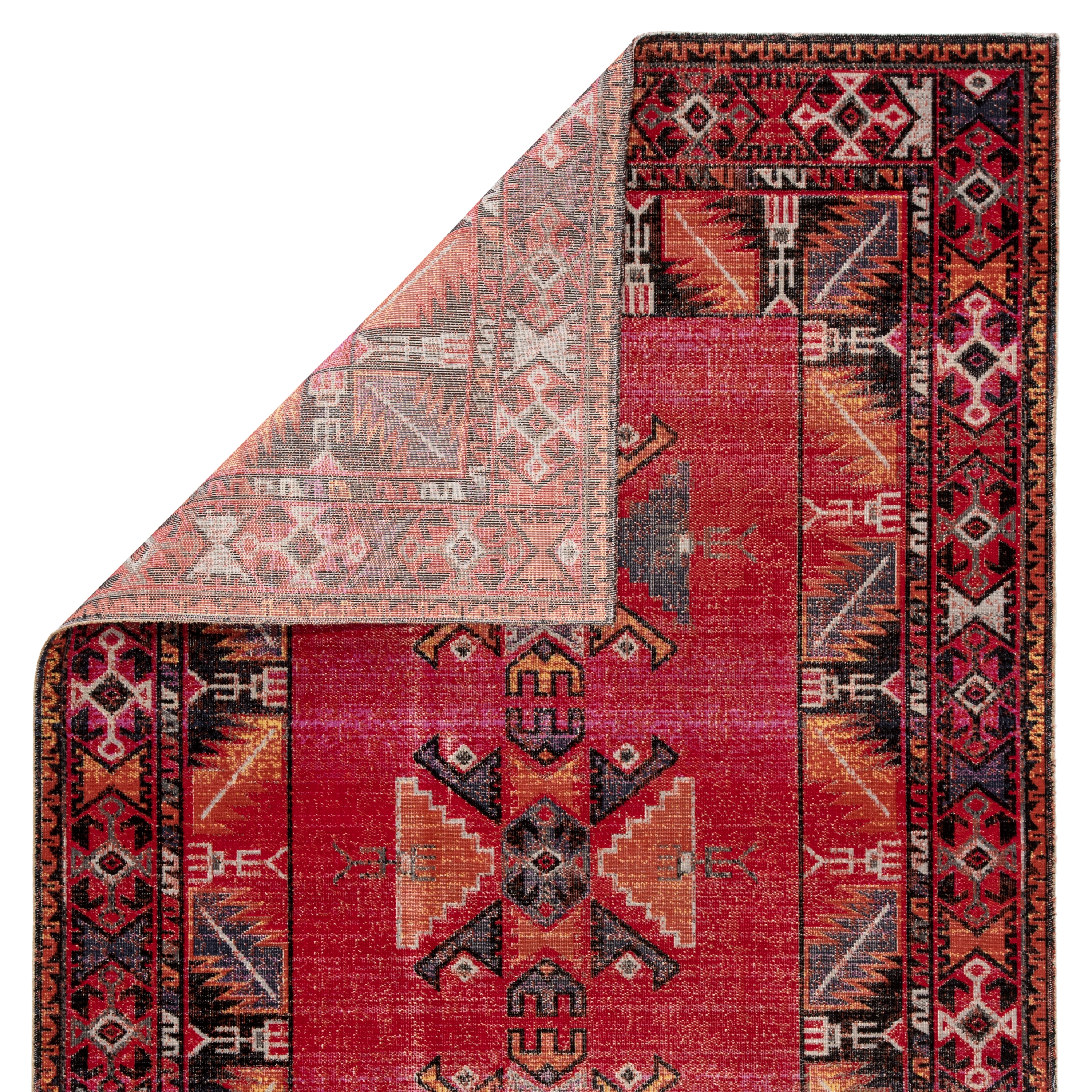 Paloma Indoor/ Outdoor Tribal Red/ Black Area Rug (8'10"X12') - Image 2