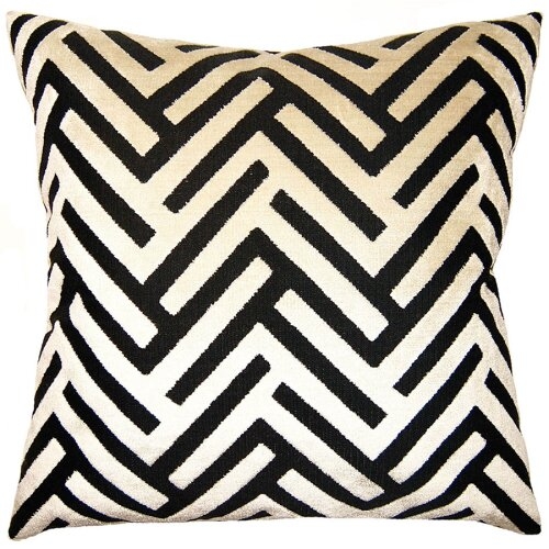 Square Feathers Noir Feathers Chevron Pillow Cover & Insert - Image 0