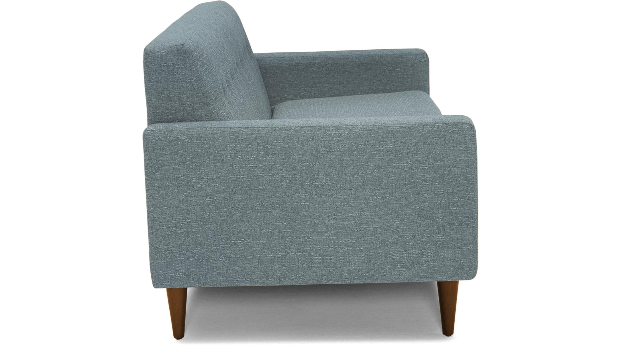 Blue Korver Mid Century Modern Loveseat - Plush Mist - Mocha - Image 2