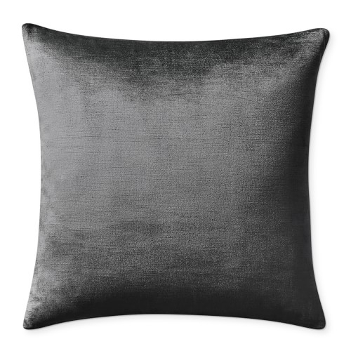 Solid Velvet Pillow Cover, 22" x 22", Charcoal - Image 0