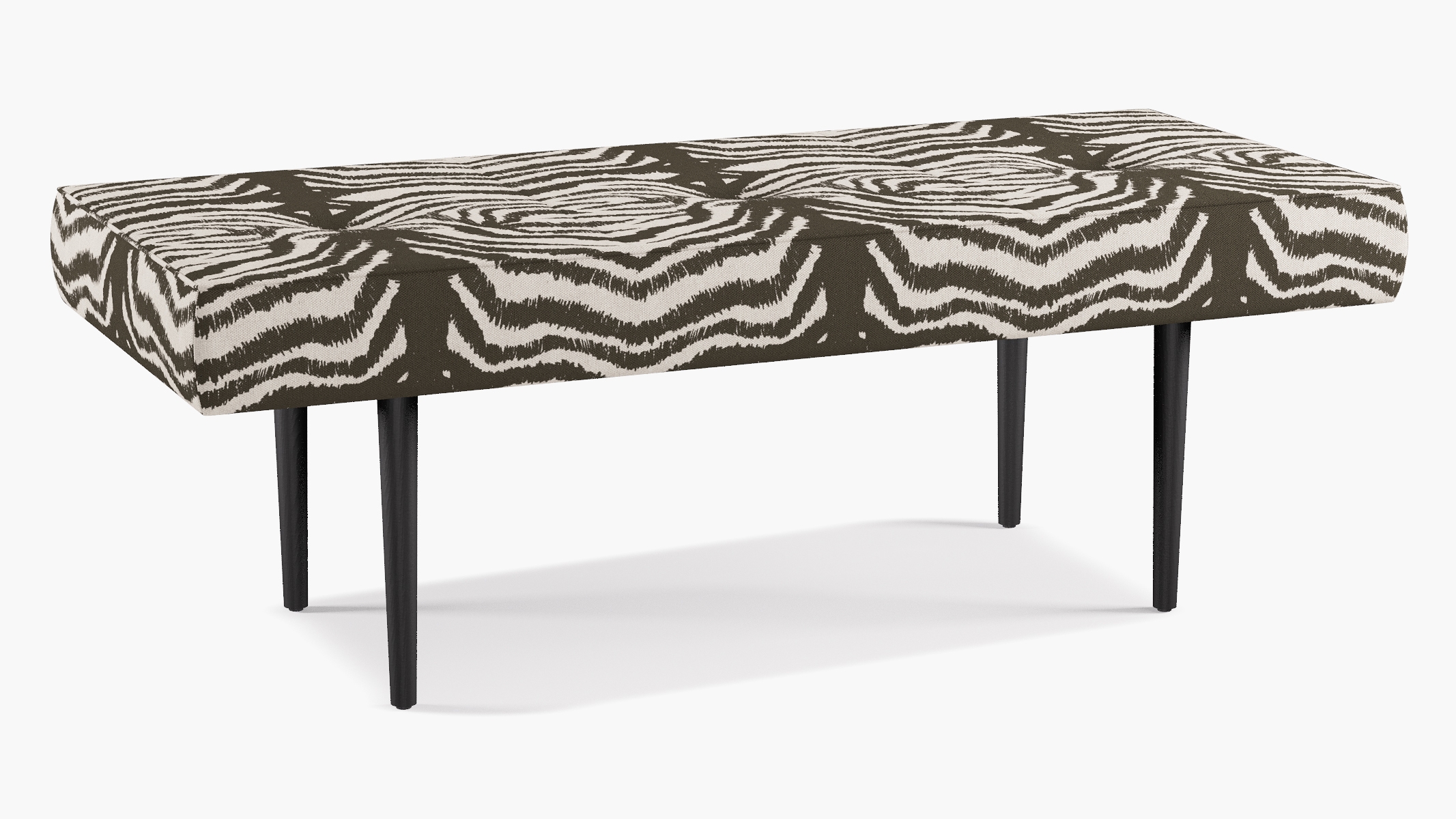 Mid-Century Bench, Zebra, Black - Image 1