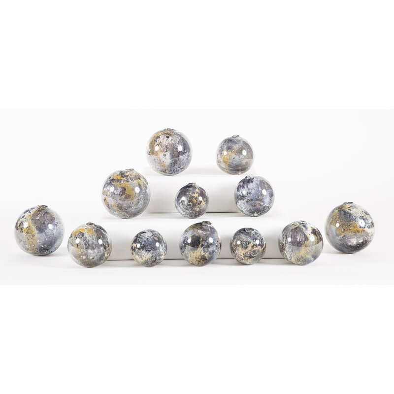 Prima Design Source 12 Piece Hand Blown Balls Decorative Spheres Sculpture Set - Image 0