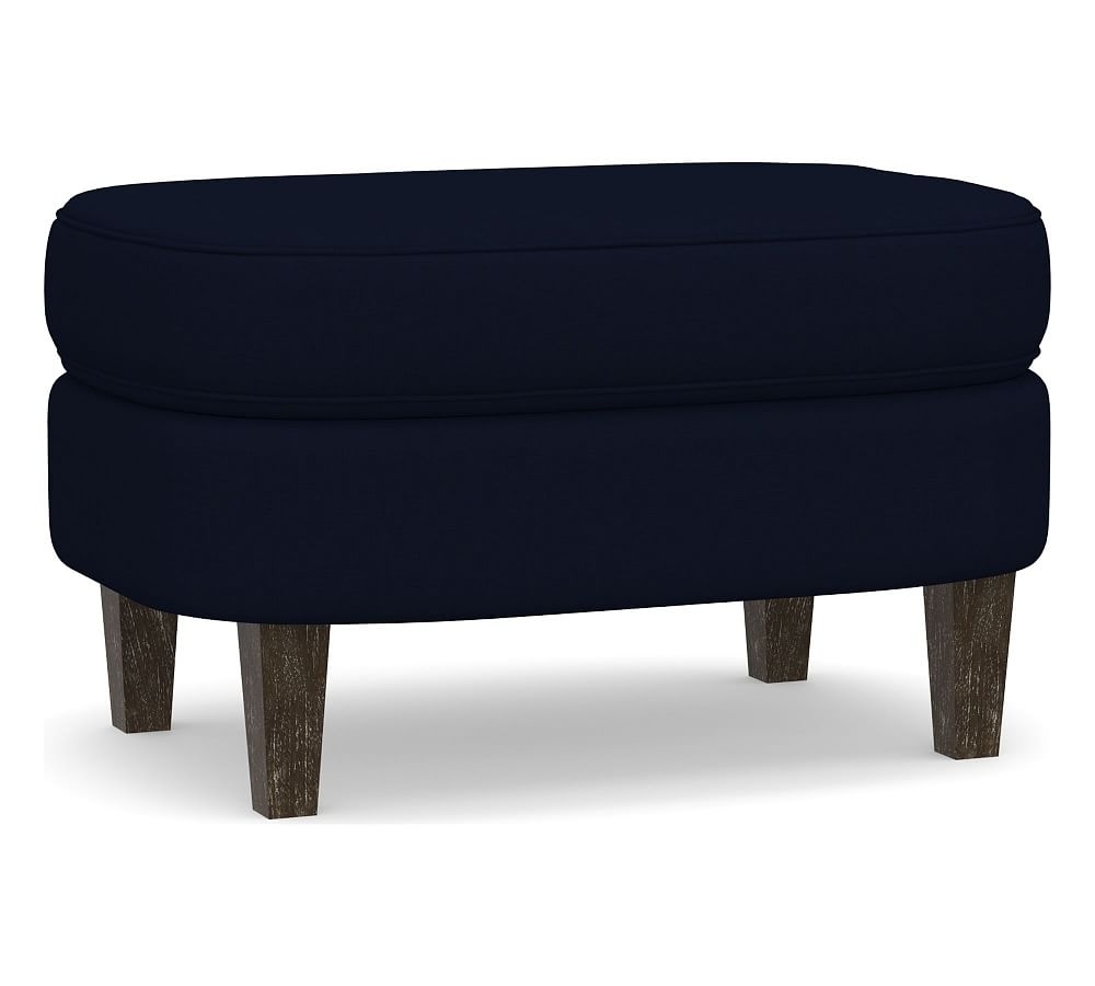 Cardiff Upholstered Ottoman, Polyester Wrapped Cushions, Performance Everydaylinen(TM) Navy - Image 0