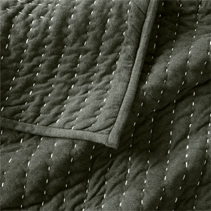 Cozysoft Organic Cotton Jersey Ficus Green Standard Quilted Bed Pillow Sham - Image 1