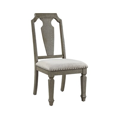Calgary Linen Slat Back Side Chair in Weathered Oak - Image 0