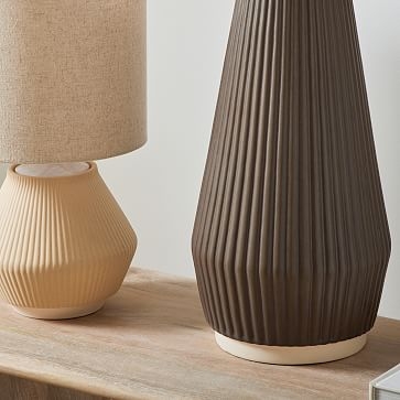 Roar + Rabbit Ceramic Table Lamp, Warm Gray, Tall + Narrow, Set of 2 - Image 1