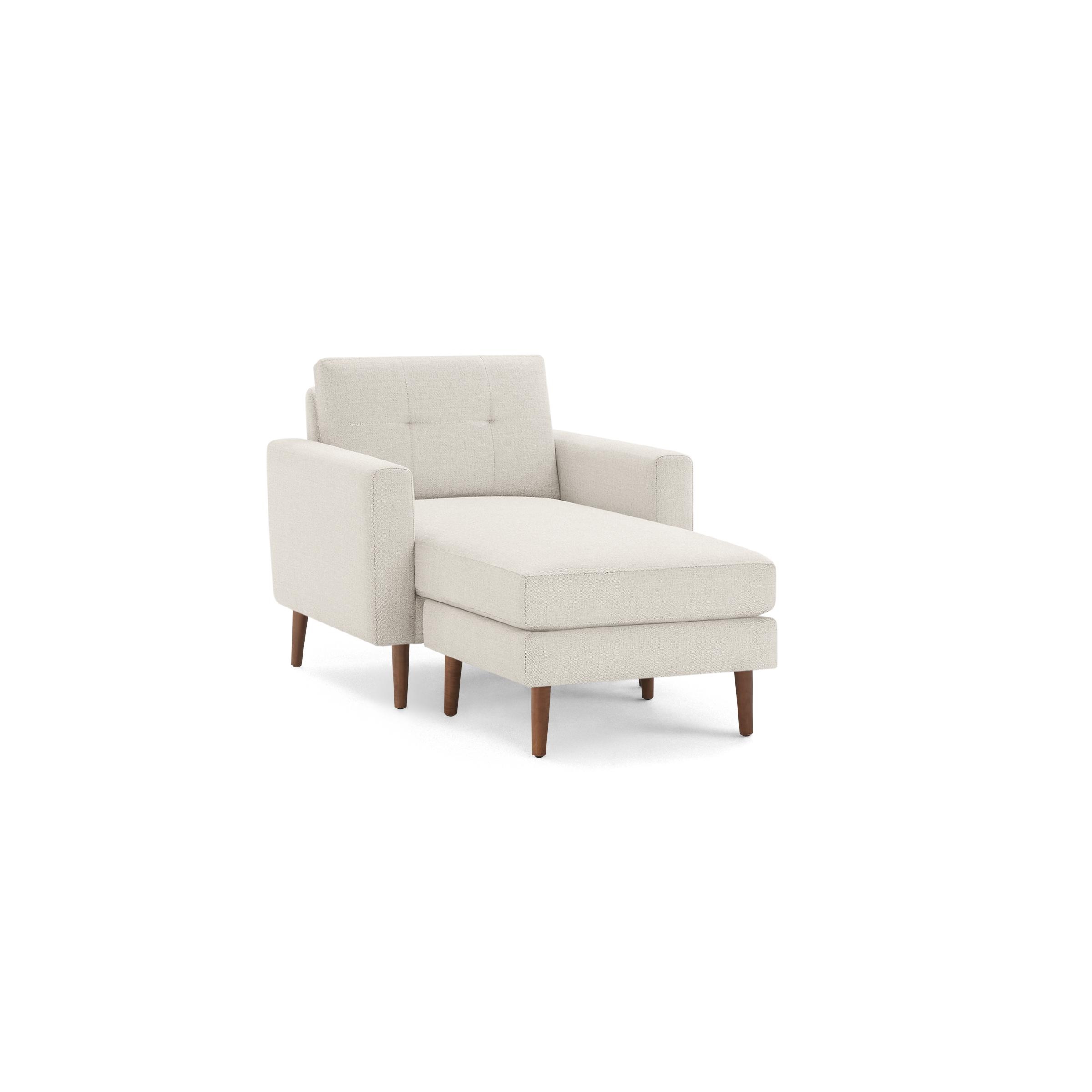 Nomad Armchair with Chaise Mid Arms in Ivory, Leg Finish: WalnutLegs - Image 0