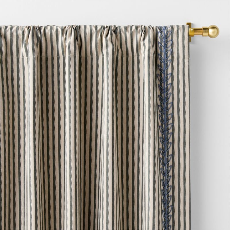 Charles Street Shade Green Embroidered Yarn-Dyed Blackout Window Curtain Panel 44"x63" by Jeremiah Brent - Image 4