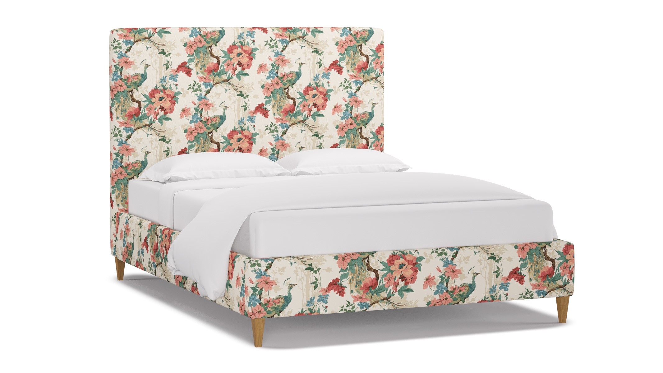 Classic Bed, Rose Peacock Park, Natural Square Tapered Leg, King - Image 1
