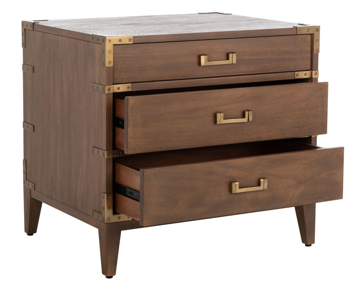 Nisha 3 Drawer Wood Nightstand - Brown - Image 8