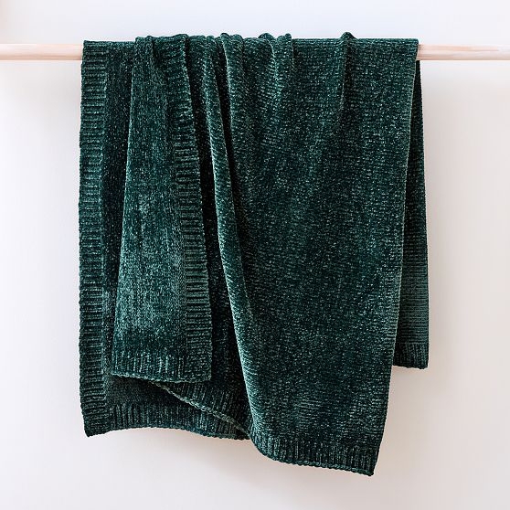 Luxe Chenille Throw, Botanical Green, 50"x60" - Image 0