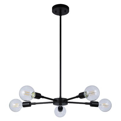 George Oliver 5 Light Chandeliers, Pendant Lighting With LED Bulbs, Matte Black Finish 61D9A5AD604E4D4E891E0D5D11E505B2 - Image 0