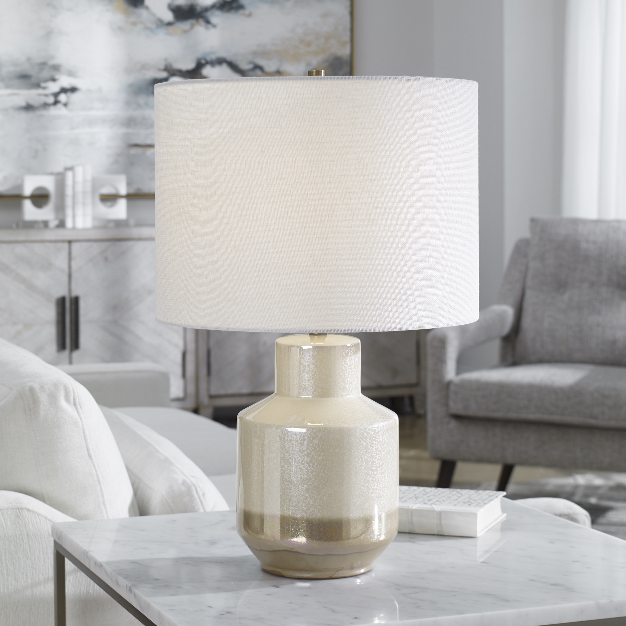 Iridescent Cream Table Lamp - Image 4