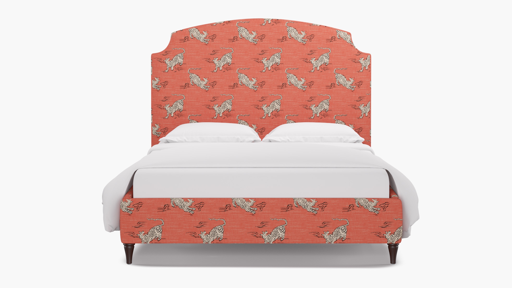Cove Bed, Coral Tigresse, Espresso Decorative Tapered Leg, Twin - Image 0