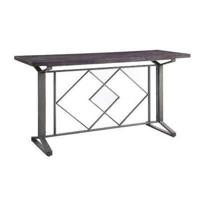 Counter Height Table With Geometric Metal Base, Gray - Image 0