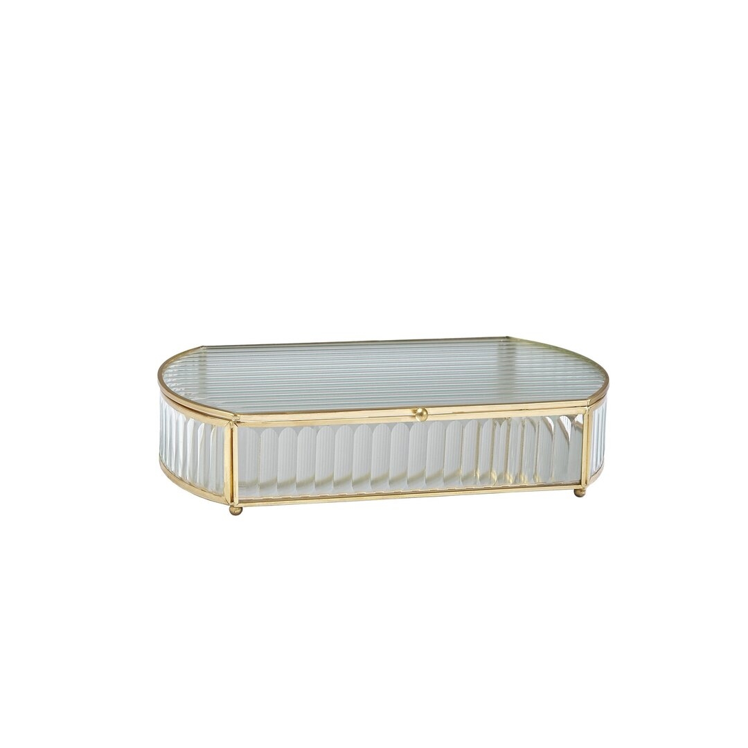 Global Views Reeded Glass Oval Box - Image 0