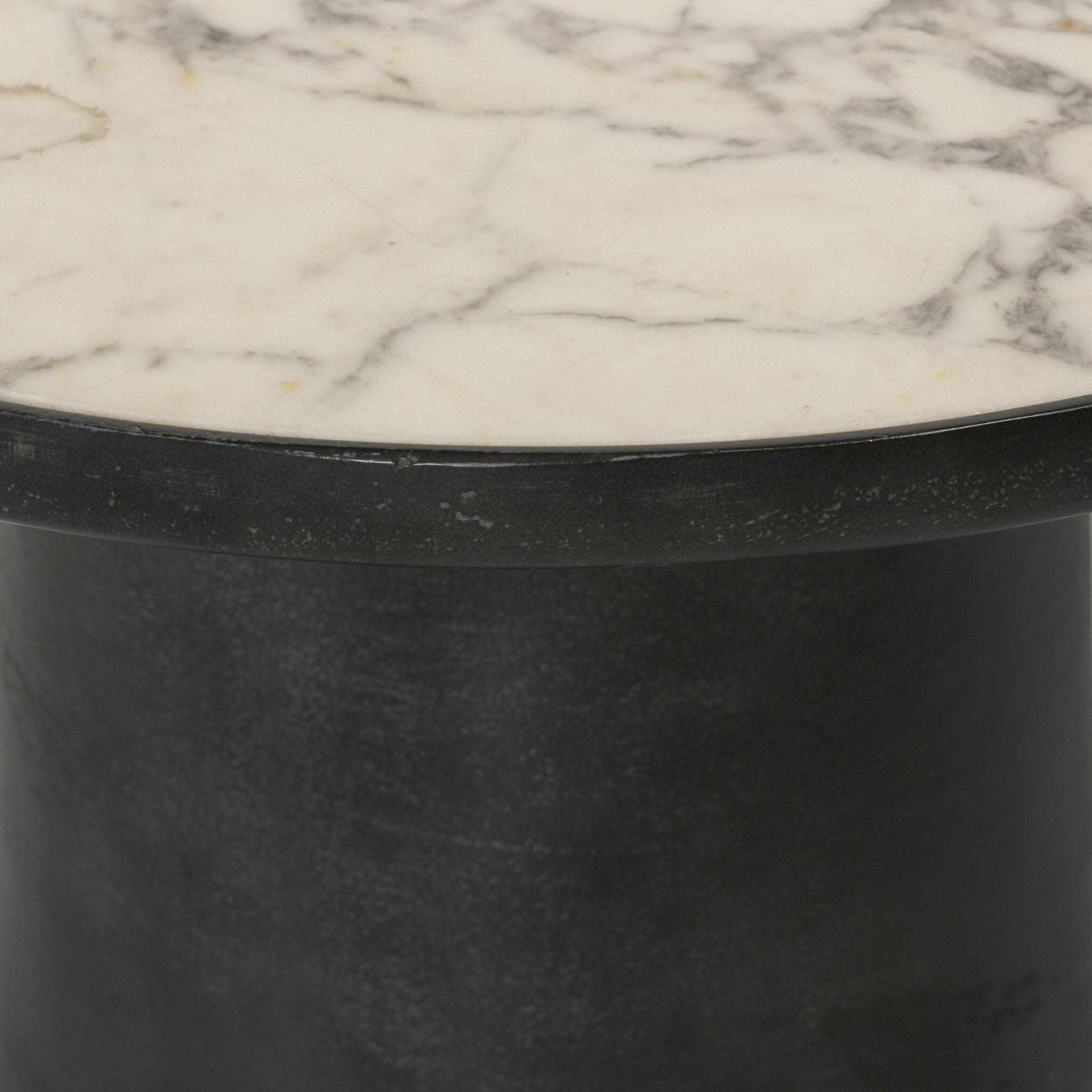 Balboa Outdoor End Table - Veined White Marble - Image 3