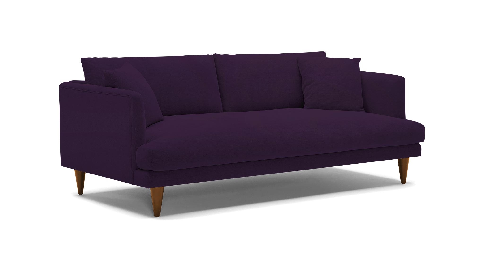 Purple Lewis Mid Century Modern Sofa - Royale Amethyst - Mocha - Cone - Image 1