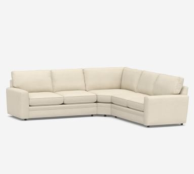 Pearce Square Arm Upholstered 3-Piece L-Shaped Wedge Sectional, Down Blend Wrapped Cushions, Performance Heathered Basketweave Navy - Image 3