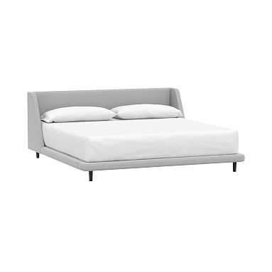 Mod Wingback Platform Upholstered Bed, King, Performance Everyday Velvet Gray - Image 0