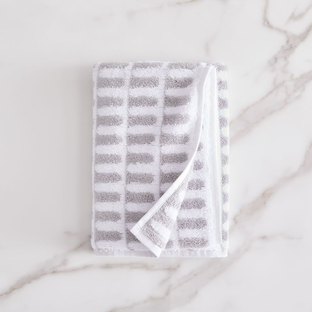 Organic Archways Jacquard Towel, Hand Towel, Gray Sky - Image 0