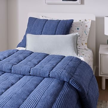 Jersey Linear Cloud Comforter, Twin/XL, Medium Heather Gray, WE Kids - Image 2